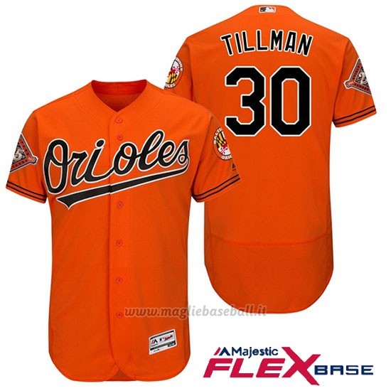Maglia Baseball Uomo Baltimore Orioles 30 Chris Tillman Arancione 2017 Flex Base